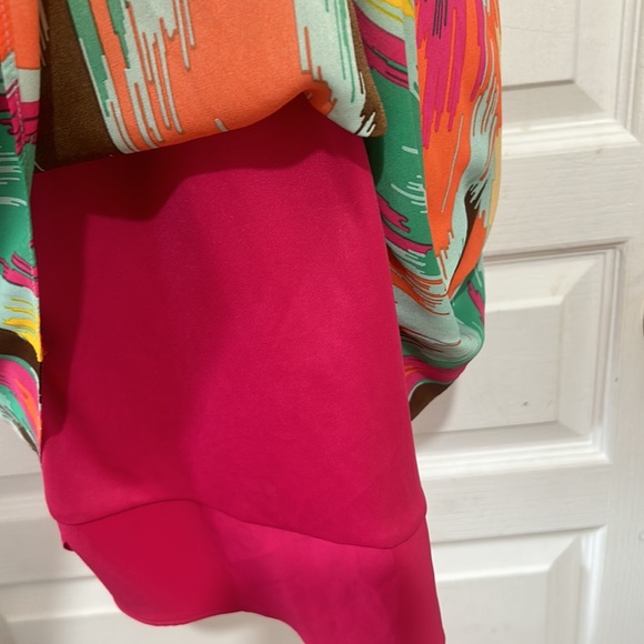 JUDITH MARCH MULTICOLOURED MINI DRESS SPAGHETTI STRAPS TWO LAYERS in size small - Picture 7 of 7